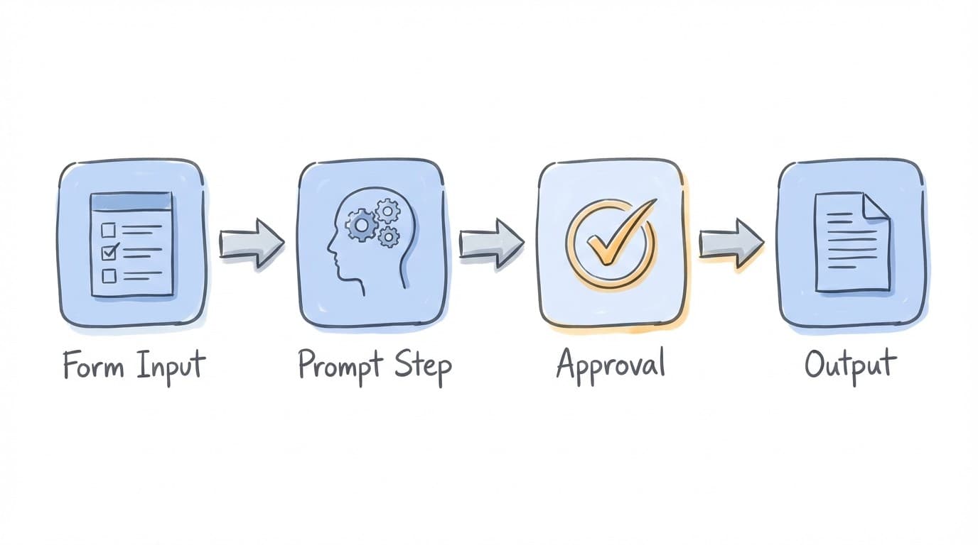 Workflow execution flow showing steps from input to output